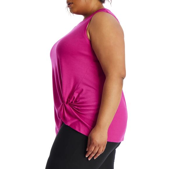 NWT Andrew Marc Women's Plus Asymmetric Twisted Active Tank Top - Picture 2 of 7